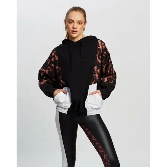 NWT FREE PEOPLE X BEACH RIOT Sz S STELLA POPOVER PULLOVER IN TORTE BLACK